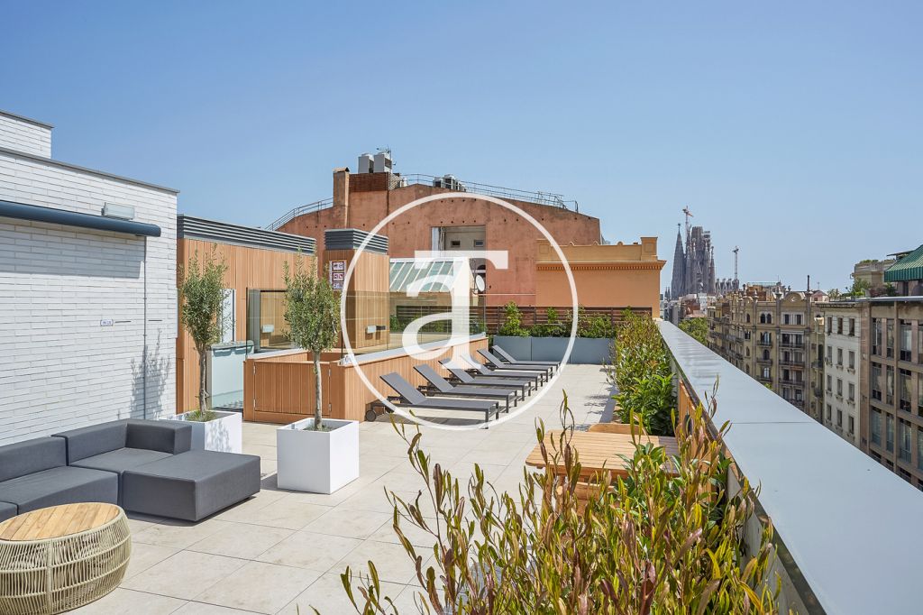 Monthly rental apartment with 3 bedrooms, terrace and shared pool close to Diagonal Av. 50