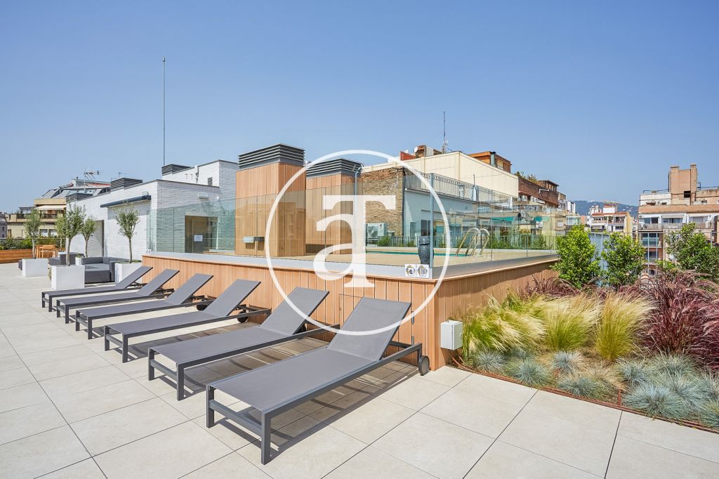 Monthly rental apartment with 3 bedrooms, terrace and shared pool close to Diagonal Av. 48