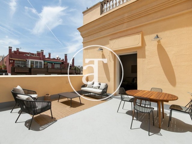 Monthly rental penthouse with 2 bedrooms and outdoor terrace steps from Sant Joan
